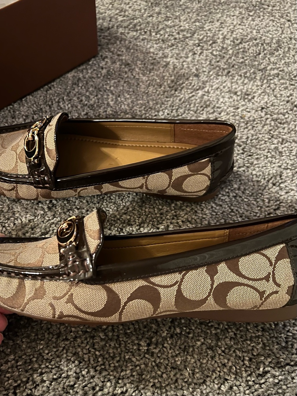 Coach Brown Signature Canvas Loafers with Brown Patent Trim - Picture 5 of 8